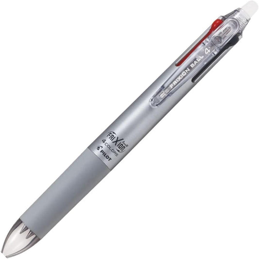 PILOT LKFB-80U Frixion Ball 4 Slim 4 Color Ballpoint Pen, 0.01 inch (0.38 mm), Gradient Silver
