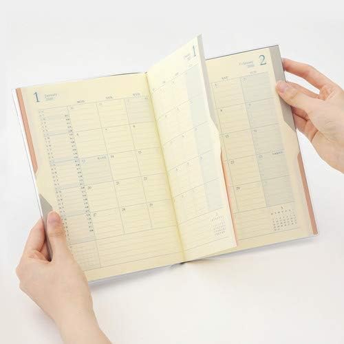 Design Fill Midori 27827006 Double Schedule Planner, 2020, A5, Monthly, Beige (Starts October 2019)