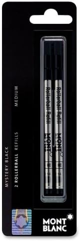 Mont Blanc Rollerball Pen Refill, Med Point, 2/Pack, Black (MNB107877)