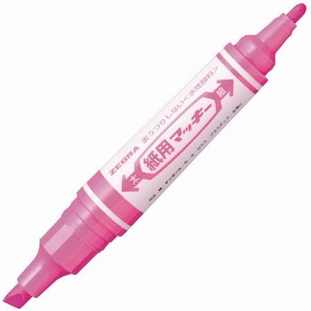 ZEBRA Dual Tip Paper Marker, Mackee, Water Base Ink, Pink - WYT5-P