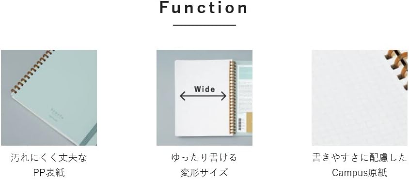 KOKUYO Graph Journal Notebook, Sooofa 7.2'' x 5.5'' Soft Ring Notebook for Women 4mm Grid Ruled, 80 Perforated Sheets, Green, B6 Notebook for Work Journals for Writing. Japan Import (SU-SV748S4-G)