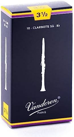 Vandoren Traditional Bb Clarinet Reeds Strength 3.5 Box of 10 (Strength 3.5 Box of 10)