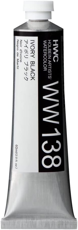 Holbein W018 Transparent Watercolor Paint, Vermilion, 0.16 fl oz (5 ml) (No.2), 003018 (ivory black)