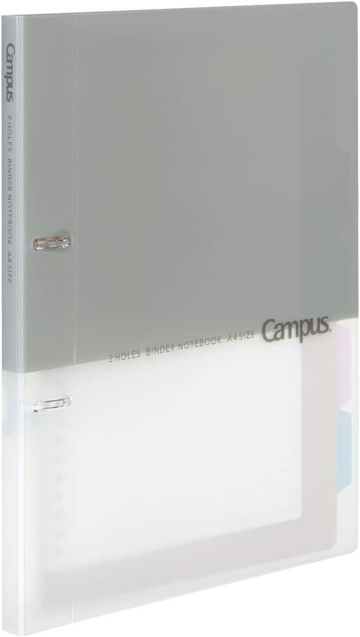 Kokuyo Campus 2-Ring Loose Leaf Binder, A4, 2 Holes, Up to 100 Sheets, Gray, Japan Import (RU-PP158M)