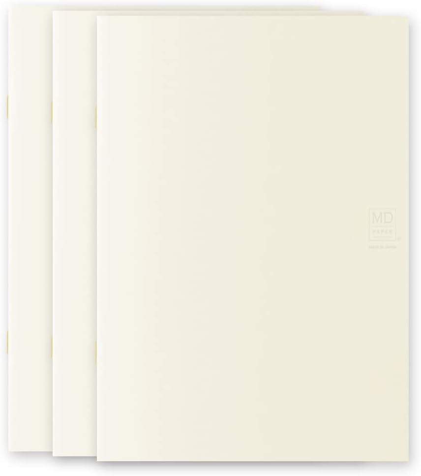 DESIGNPHIL Midori 15305006 Notebook, MD Notebook, Light, A5, Square Ruled, Set of 3, A