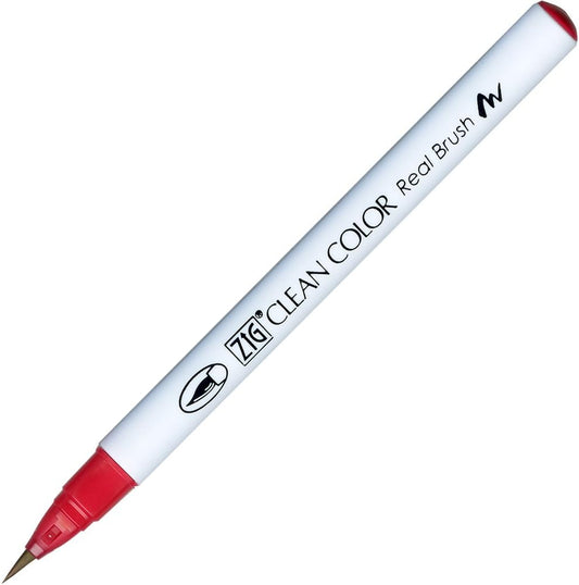Kuretake ZIG Clean Color Real Brush Pen, Geranium Red Ink