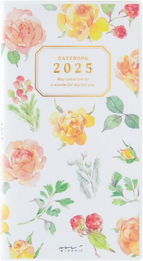 Midori Pocket Diary 2025 Slim Monthly Country Time Floral Pattern 22299006 (Begins January 2025)