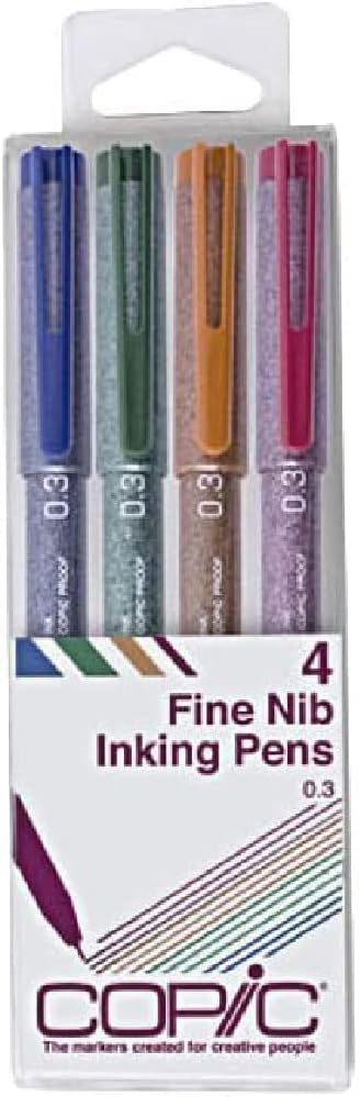 Copic Markers Multiliner Color Pigment Based Ink, 4-Piece Set (MLCLR03)