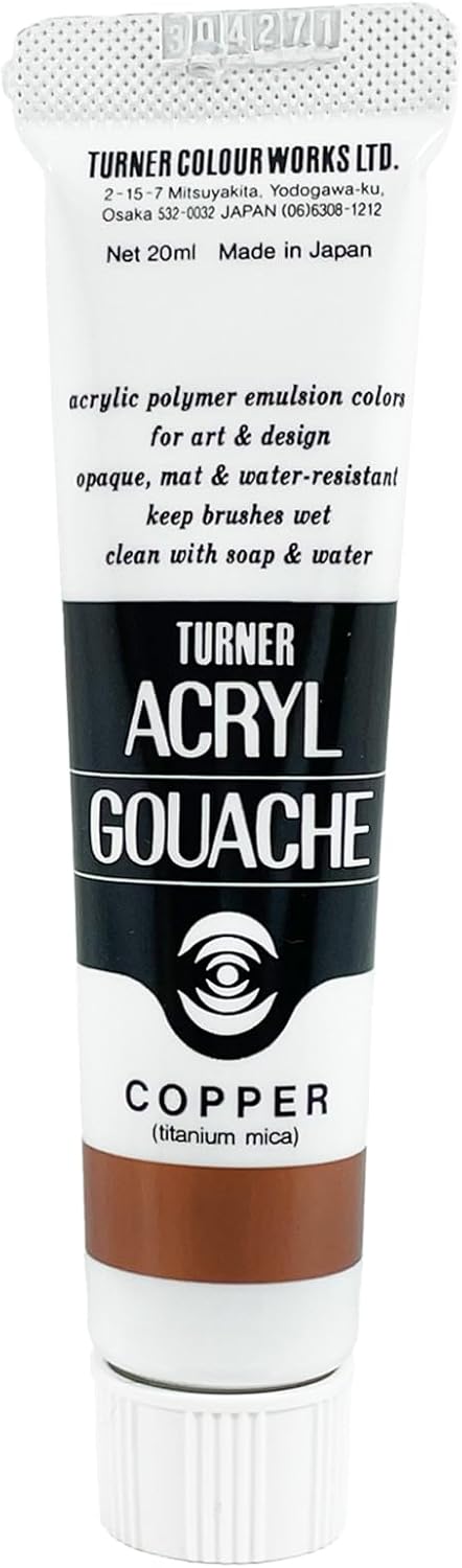 Turner Colour Works Acryl Gouache Artist Acrylic Paint - Single 20 ml Tube - Copper