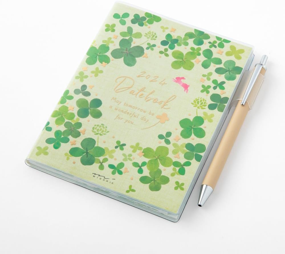 Midori Pocket Diary 22251006 Weekly Planner, 2024, A6, Clover Pattern, Starts January 2024 (clover pattern)