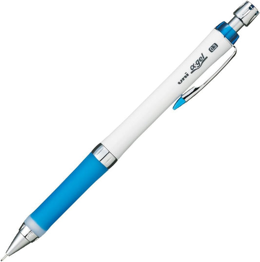 Uni Mechanical Pencil, Slim Model with Alpha Gel Grip, 0.3mm, White & Blue (M3807GG1PW.33)