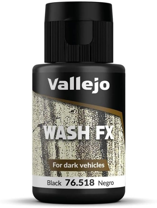 Vallejo - Wash FX | Black 35 ml. (1.18 fl.oz.) | Designed for Dark Vehicles | Visual Realism for Your Projects | Brush or Airbrush Use