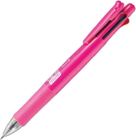 ZEBRA Clip-On Multi F Series 4 Color 0.7 mm Ballpoint Multi Pen/0.5 mm Pencil, Cutie Pink Body (B4SA1-CUP)