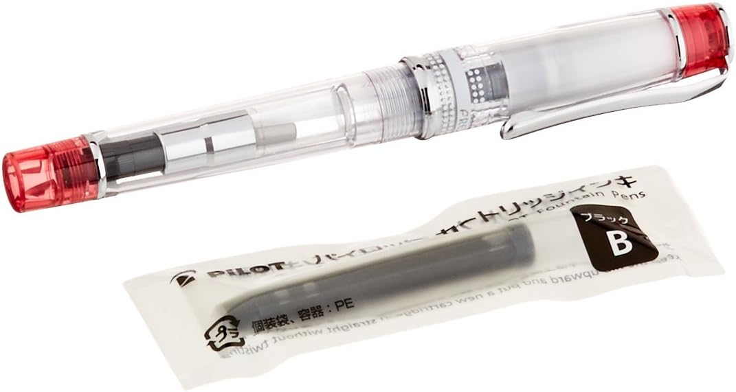 PILOT Prera Iro-Ai Calligraphy-Nib Fountain Pen, Transparent Red Body (FPRN-350R-TRCM)