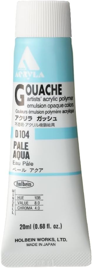 Holbein Acryla Gouache Artists Acrylic Polymer Emulsion, 20ml Pale Aqua (D104)