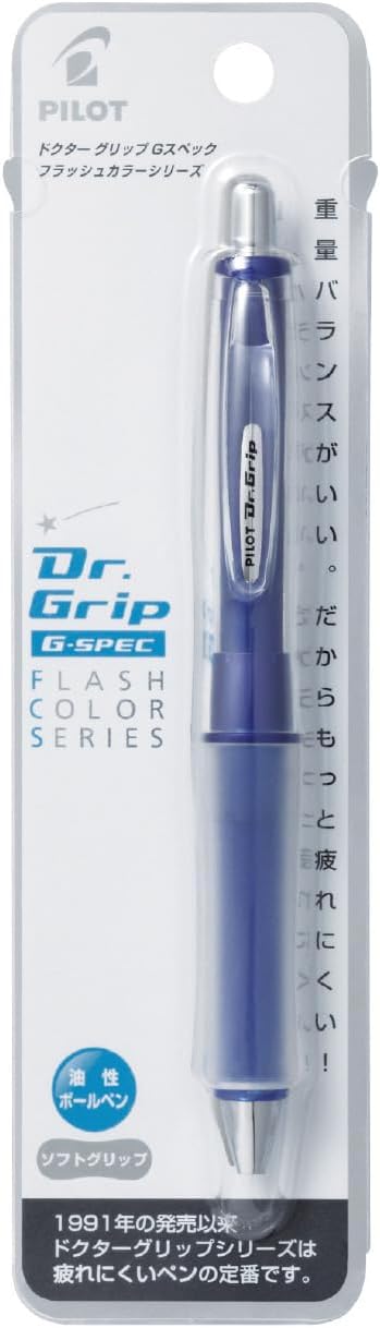 PILOT Ballpoint Pen Dr. Grip G-Spec Flash Color, Flash Blue, Black Ink (BDGS-60R-FL)