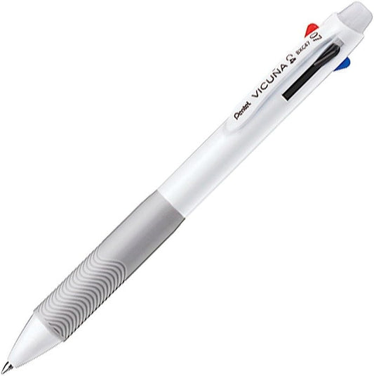 Pentel Ballpoint Pen Vicuna, Fine, Black, Red, Blue, Green, White (BXC47W)