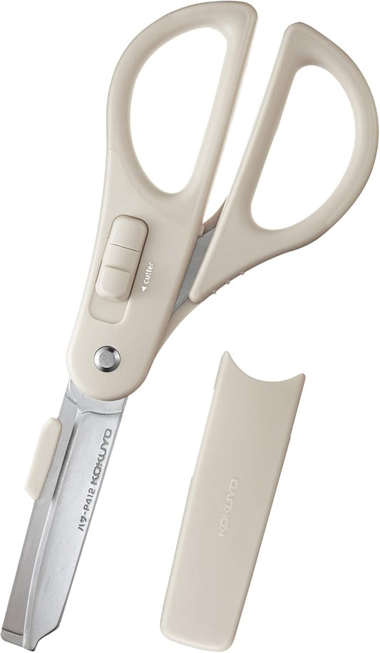 Kokuyo Scissors Cutter, 2-Way, Titanium Blade, Khaki (Hasa-T420DG, Japan Import)