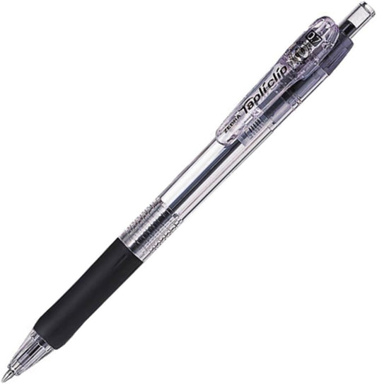 ZEBRA Knock Oil-Based Ink Ballpoint Pen, TapliClip, 0.7, Black Ink