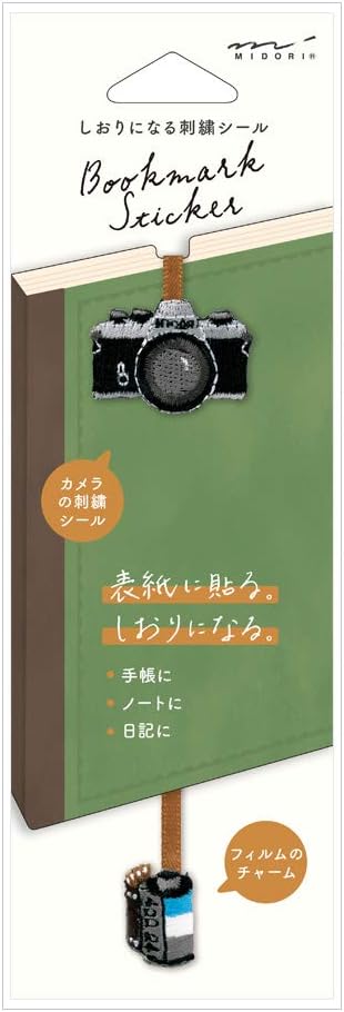 Midori Seal 82468006 Bookmark Sticker Embroidered Camera Pattern
