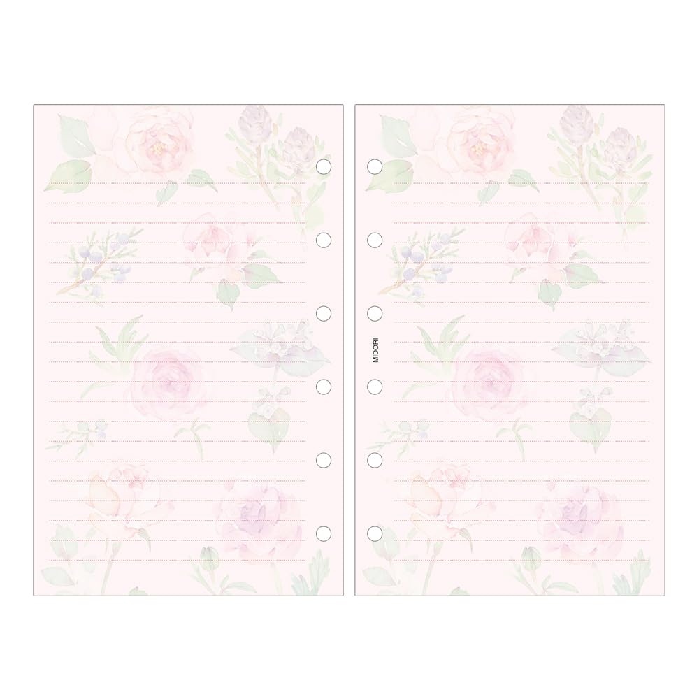 DESIGNPHIL MIDORI System Notebook Refill B7 Lined Memo Country Time Floral Pattern 91804138