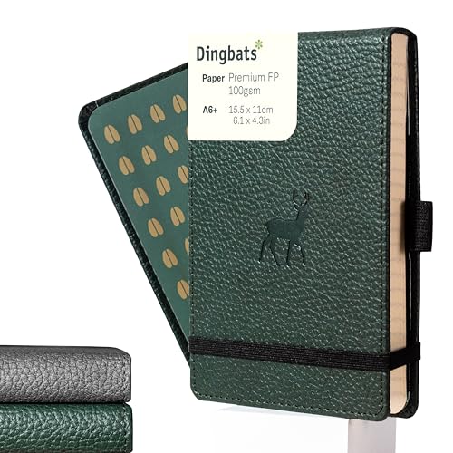 Dingbats* - Wildlife Squared Reporter A6 Notebook -PU Leather Hardcover Pocket Journal for Work, Travel -Pocket, Elastic Closure, Pen Holder, Bookmark