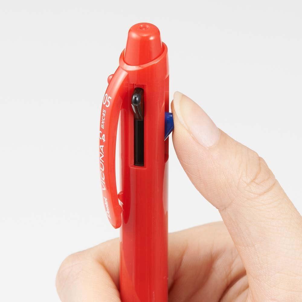 Pentel Ballpoint Pen Vicuna, Extra Fine, Black, Red, Blue, Green, Red (BXC45B)