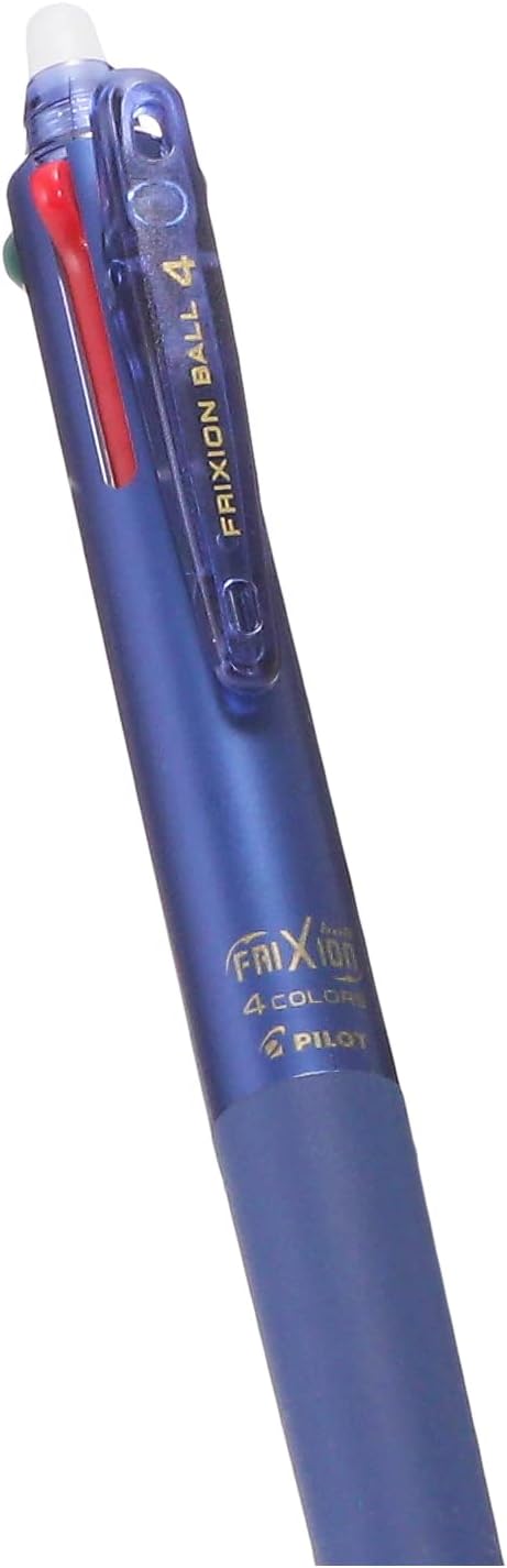 PILOT Ballpoint Pen, Frixion Ball 4, 0.38mm Ultra Fine, 4 Colors (Black, Red, Blue and Green), Blue Black Body (PLKFB80UF-BB)
