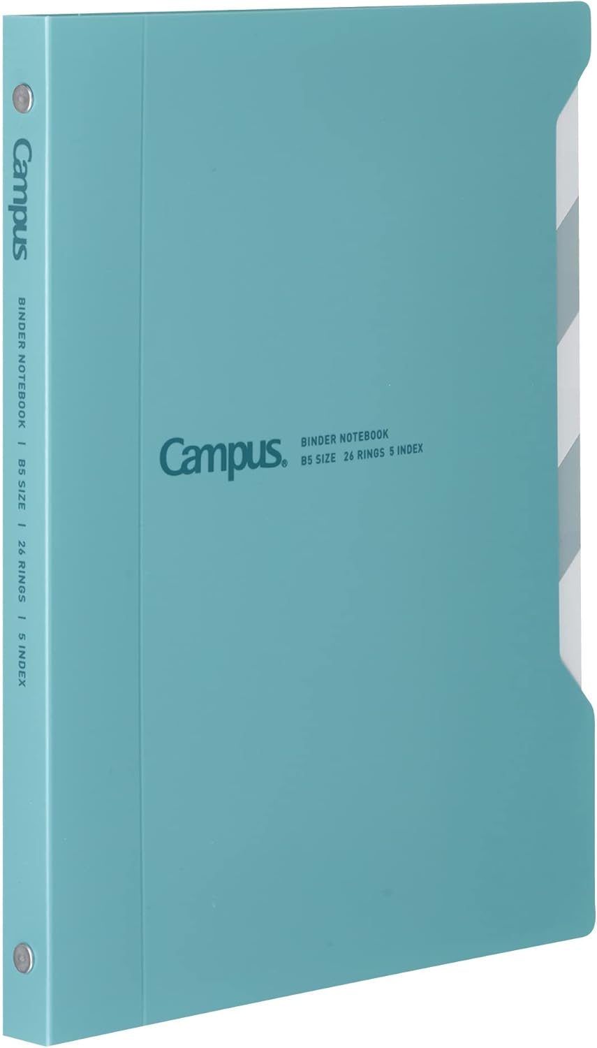 Kokuyo Campus Slide Binder with 5 Tab Dividers, Slim Type, B5, 26 Holes, Up to 65 Sheets, Light Blue, Japan Import (RU-P737LB)