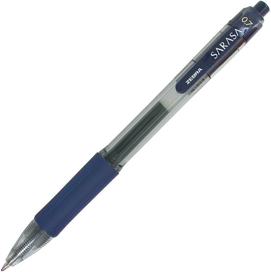 ZEBRA Sarasa Retractable Gel Ink Pens, Medium Point 0.7mm, Navy Rapid Dry Ink, 12-Count