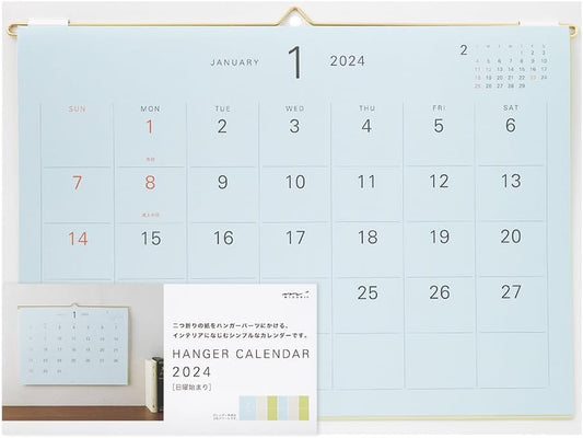 Midori 31293006 2024 Wall Calendar, White (color)