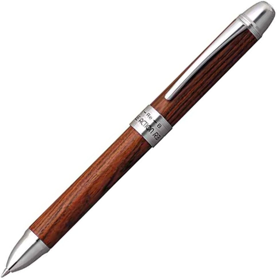 PLATINUM MWB-3000RW#62 Multi-Functional Pen, Double 3 Action, Wooden Cordia, Brown
