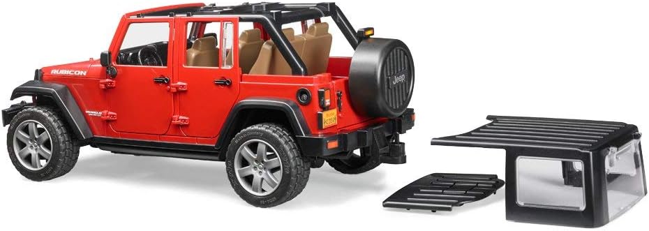 Bruder Toys - Recreational Realistic Jeep Wrangler Unlimited Rubicon with Openable Doors and Removeable Rear Seat (Color May Vary) - Ages 3+