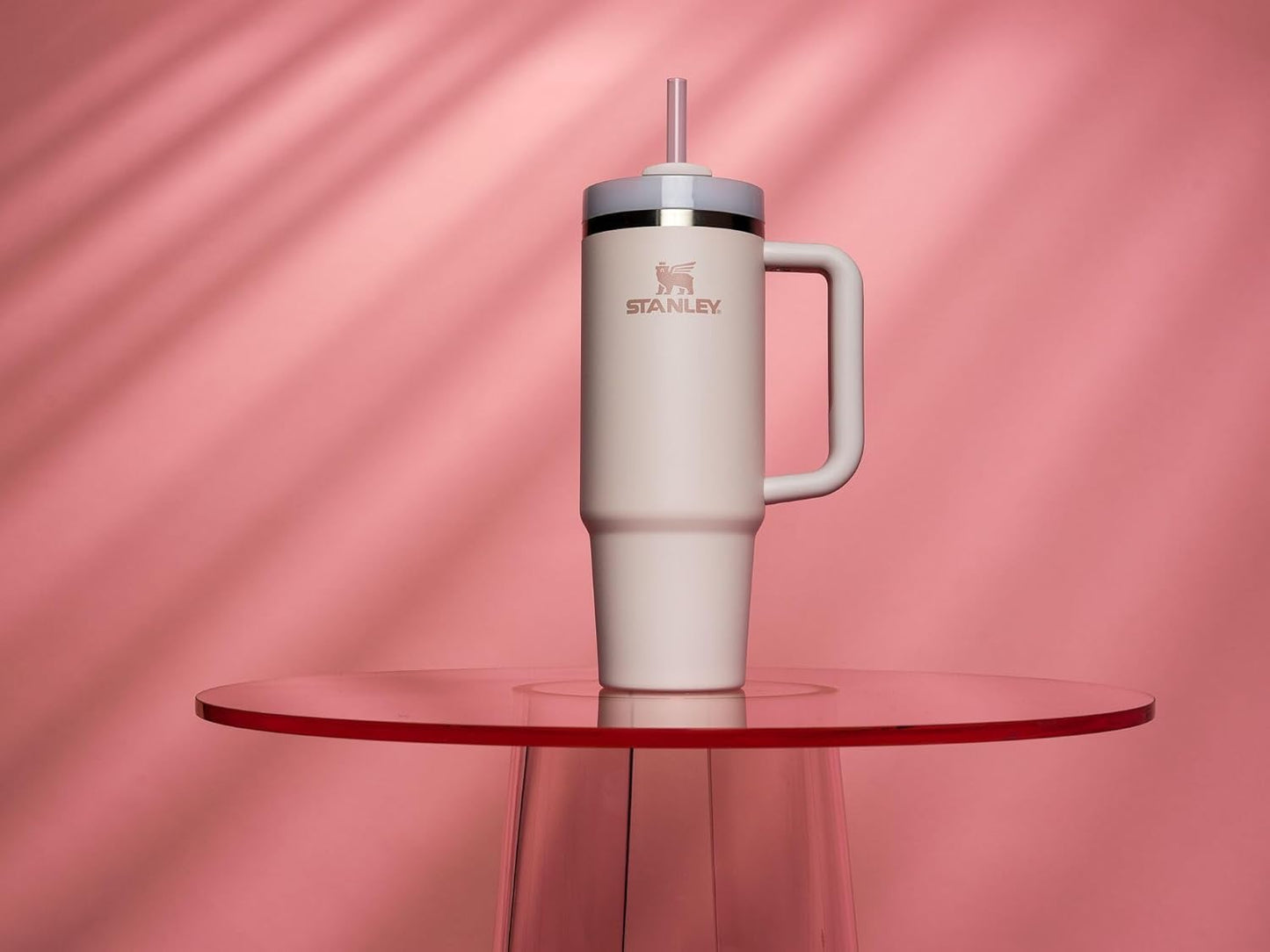 Stanley Quencher H2.0 Tumbler with Handle and Straw 30 oz | Flowstate 3-Position Lid | Cup Holder Compatible for Travel | Insulated Stainless Steel Cup | BPA-Free | Rose Quartz 2.0