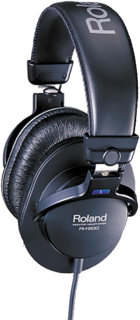 Roland RH-200 Monitor Headphones, 3.4m Wired, Black, for Practice, Monitoring, and Mixing