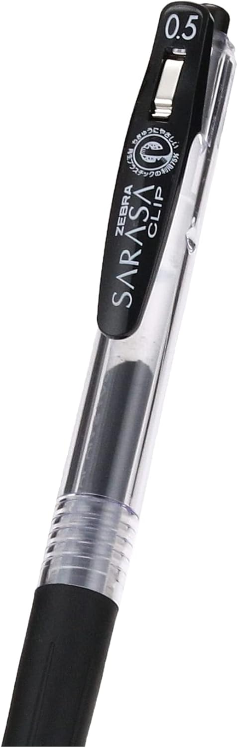 ZEBRA P-JJ15-BK10 Gel Ballpoint Pen, Sarasa Clip, 0.5, Black, 10 Pens