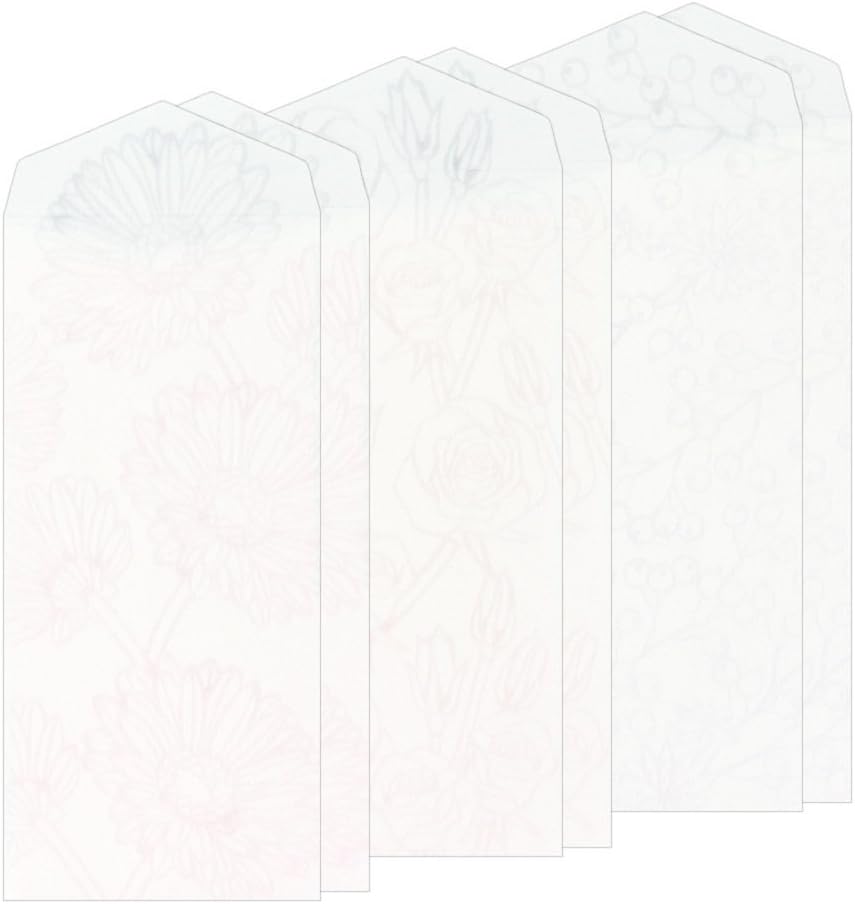 Midori 20484006 Vertical Openwork Washi Envelope Pink Bouquet Pattern