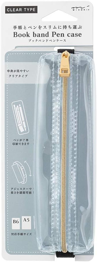 Midori 41469006 Pen Case, Bookband Pen Case, For B6 to A5, Transparent