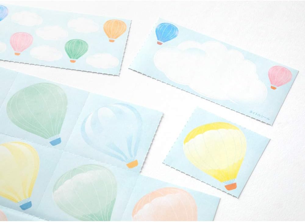 Midori 33245006 Colored Paper with Stickers, Balloon Pattern