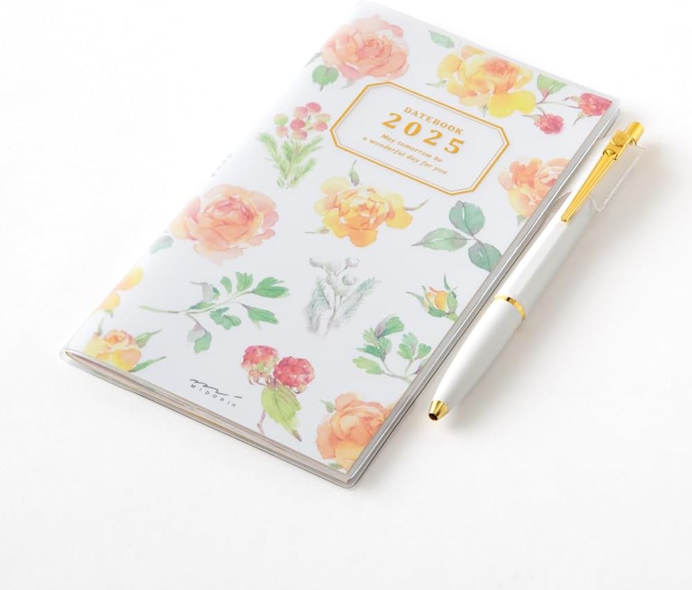 Midori Pocket Diary 2025 Slim Monthly Country Time Floral Pattern 22299006 (Begins January 2025)
