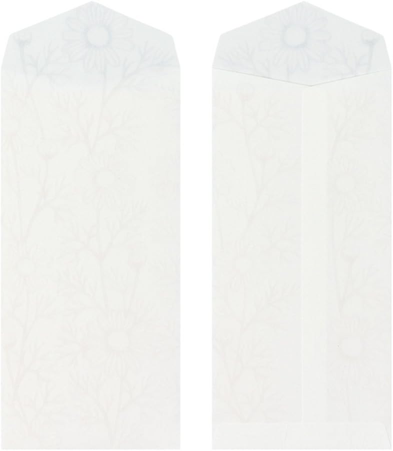 Midori 20486006 Vertical Openwork Washi Envelope Green Leaf Pattern