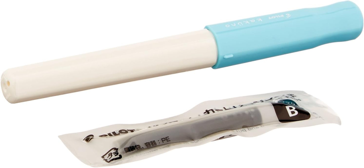 PILOT Kakuno Medium-Nib Fountain Pen, White Body Soft Blue Cap (FKA-1SR-SLM)