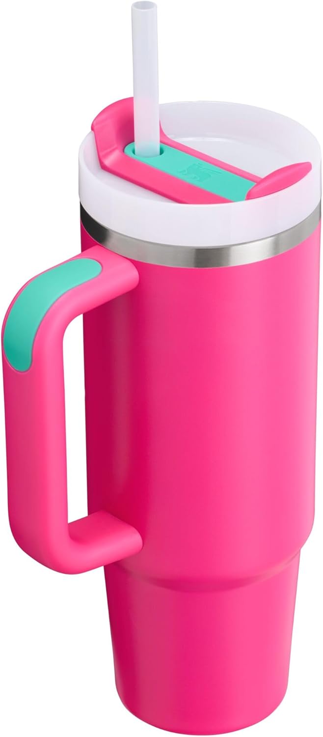 Stanley Quencher H2.0 Tumbler with Handle and Straw 30 oz | Flowstate 3-Position Lid | Cup Holder Compatible for Travel | Insulated Stainless Steel Cup | BPA-Free | Passion Pink