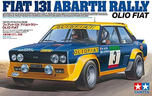 Tamiya 20069-000 300020069 Fiat Vehicle 1:20 131 Abarth Rally Olio, Faithful Replica, Making, Plastic, Crafts, Hobby, Gluing, Model kit, Assembly, unpainted, Blue/Yellow, Mittel