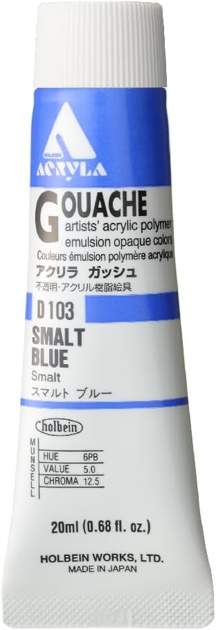 Holbein Acryla Gouache Artists Acrylic Polymer Emulsion, 20ml Smalt Blue (D103)
