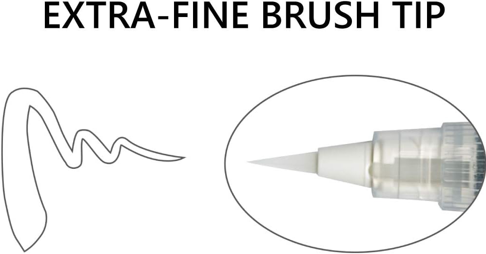 Kuretake Zig Fude Brush Pen, Fine tip marker, White Ink Refillable, for Calligraphy, Manga, Drawing, Professional, Artist, Made in Japan