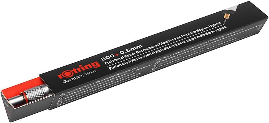 rOtring 1900183 800+ Mechanical Pencil and Touchscreen Stylus, 0.5 mm, Silver Barrel