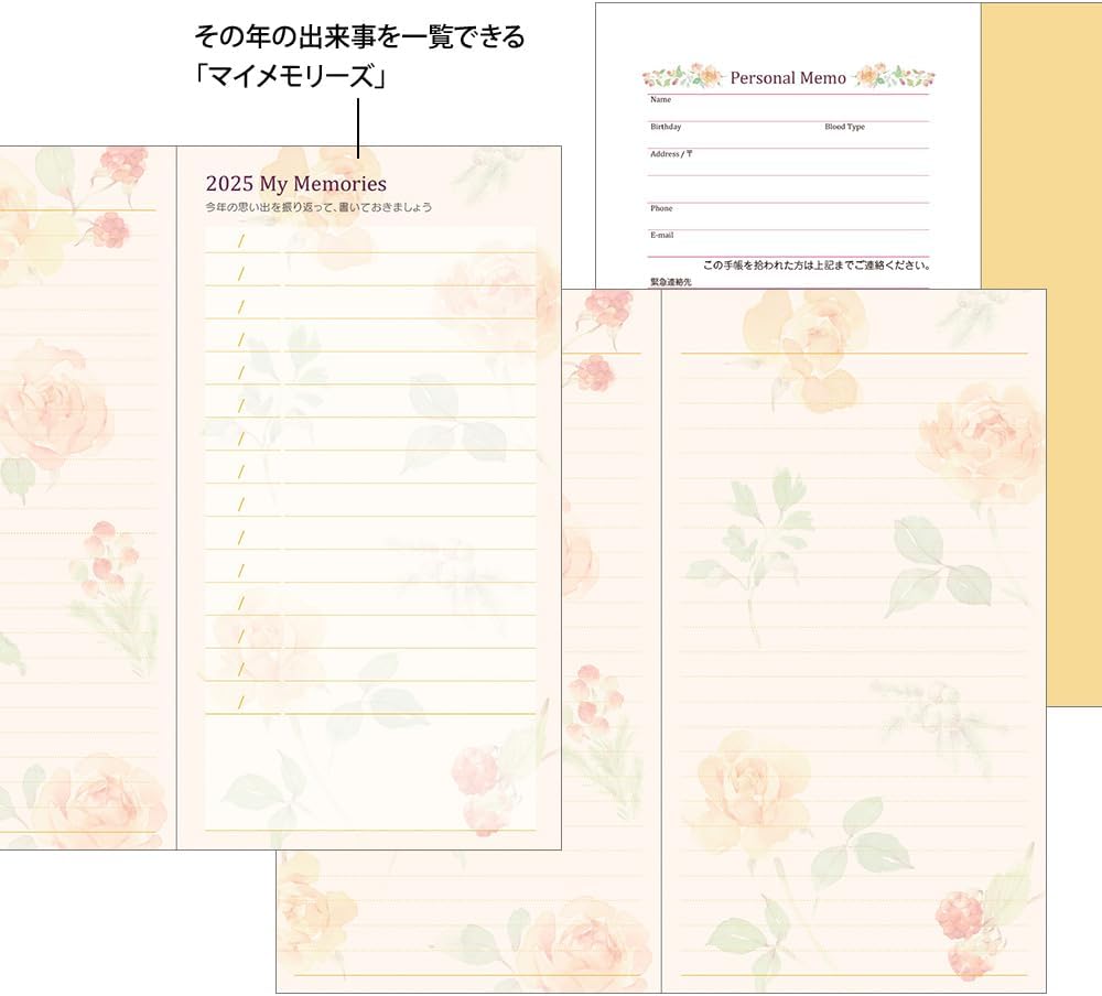 Midori Pocket Diary 2025 Slim Monthly Country Time Floral Pattern 22299006 (Begins January 2025)