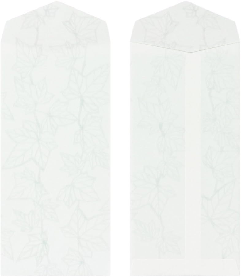Midori 20486006 Vertical Openwork Washi Envelope Green Leaf Pattern