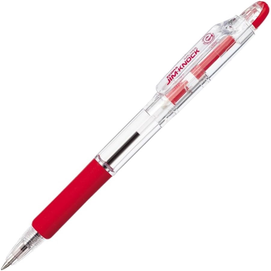 ZEBRA B-KRB-100-R Oil-Based Ballpoint Pen, Gym Knock, 0.03 inches (0.7 mm), Red, 10 Pieces